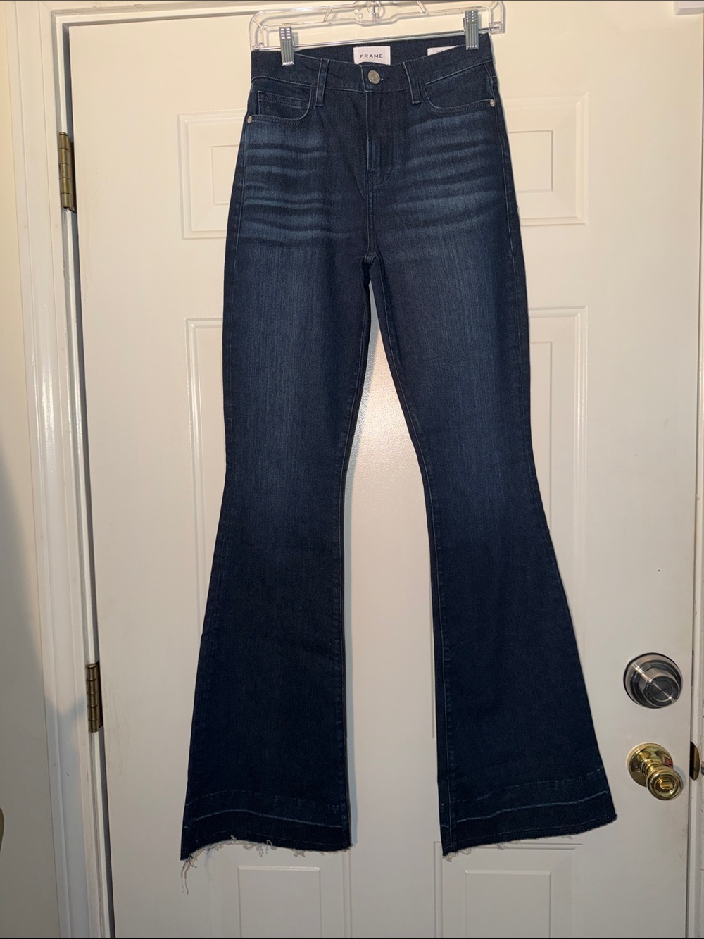 FRAME Le High Flare Jeans Womens Black High Rise Stretch Denim Flared Leg Sz 26